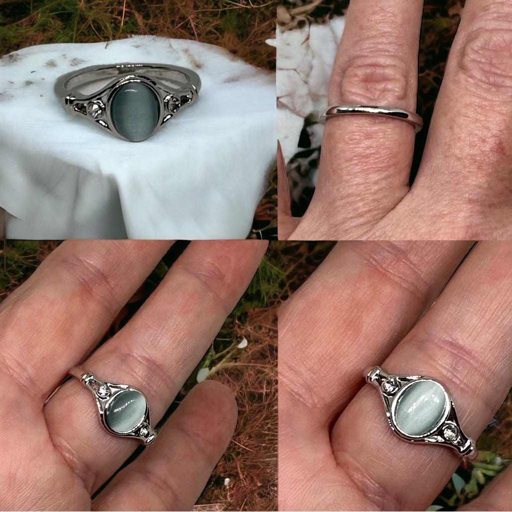 Brand New Various Color Moonstone Rings Silver Tone Filigree Vintage Style